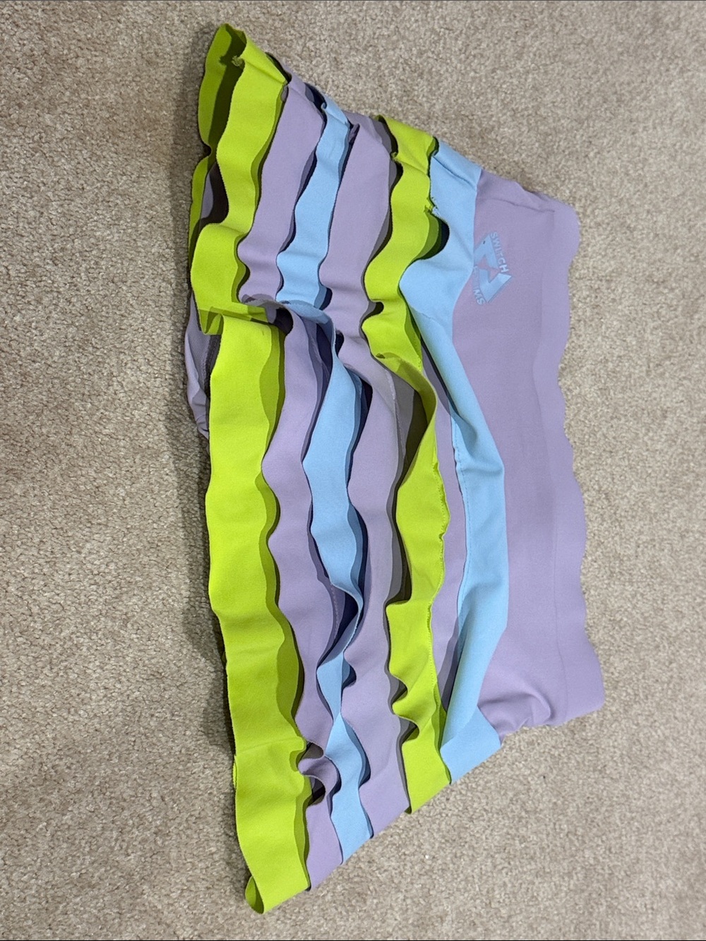 Girls Ruffle Stripe Skort - Lavender, Lime & Light Blue
